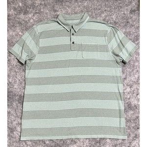 Patagonia Rogy Polo Shirt Mens XXL Mint Green Striped Collar Hemp Organic Cotton